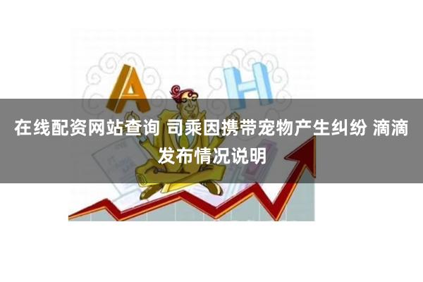 在线配资网站查询 司乘因携带宠物产生纠纷 滴滴发布情况说明