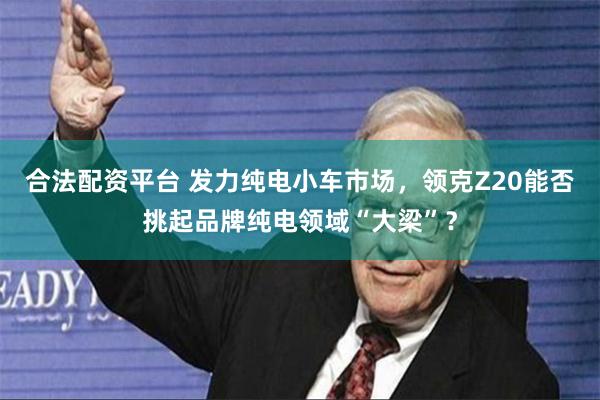 合法配资平台 发力纯电小车市场，领克Z20能否挑起品牌纯